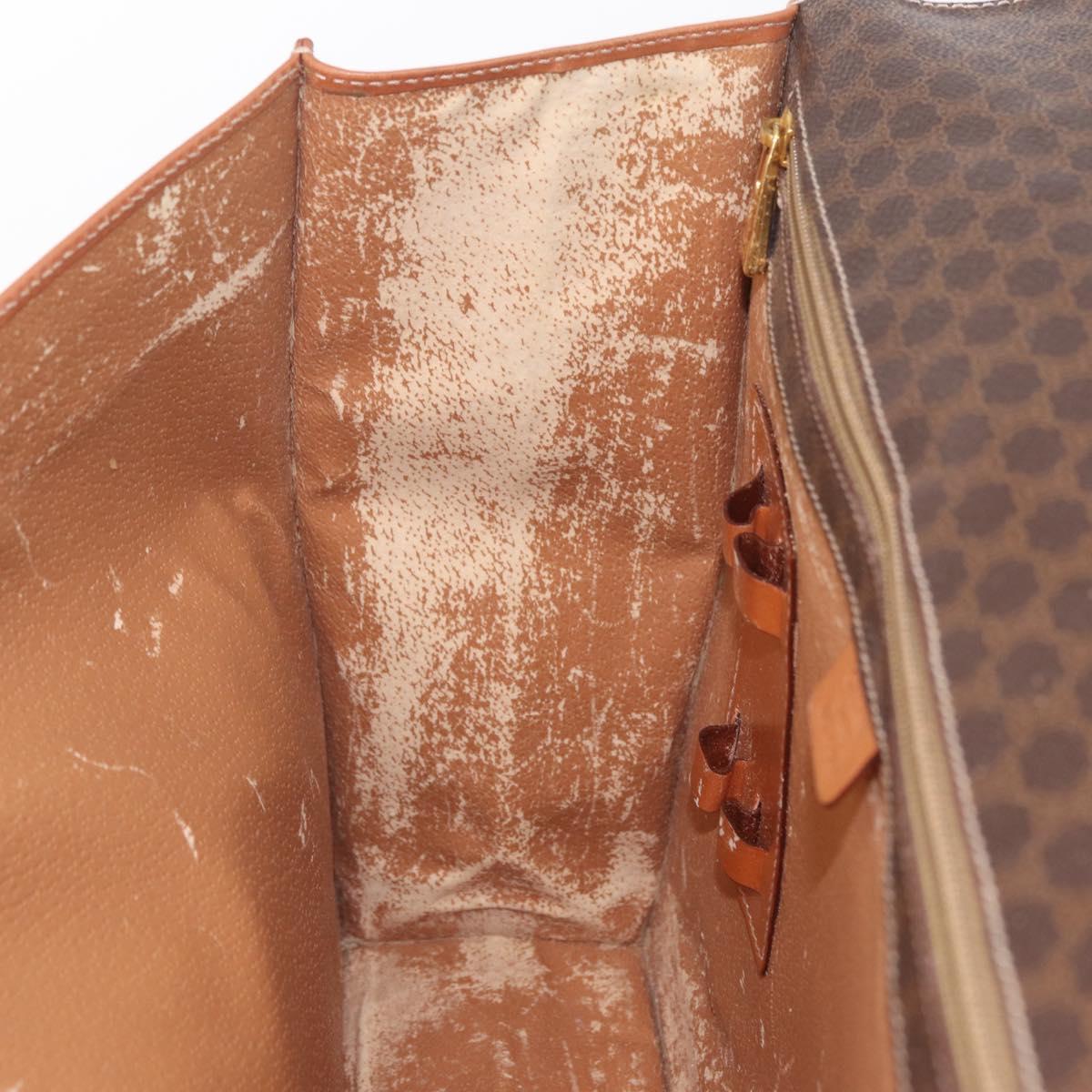 CELINE Macadam Business Bag PVC Brown Gold Tone Auth ti4052