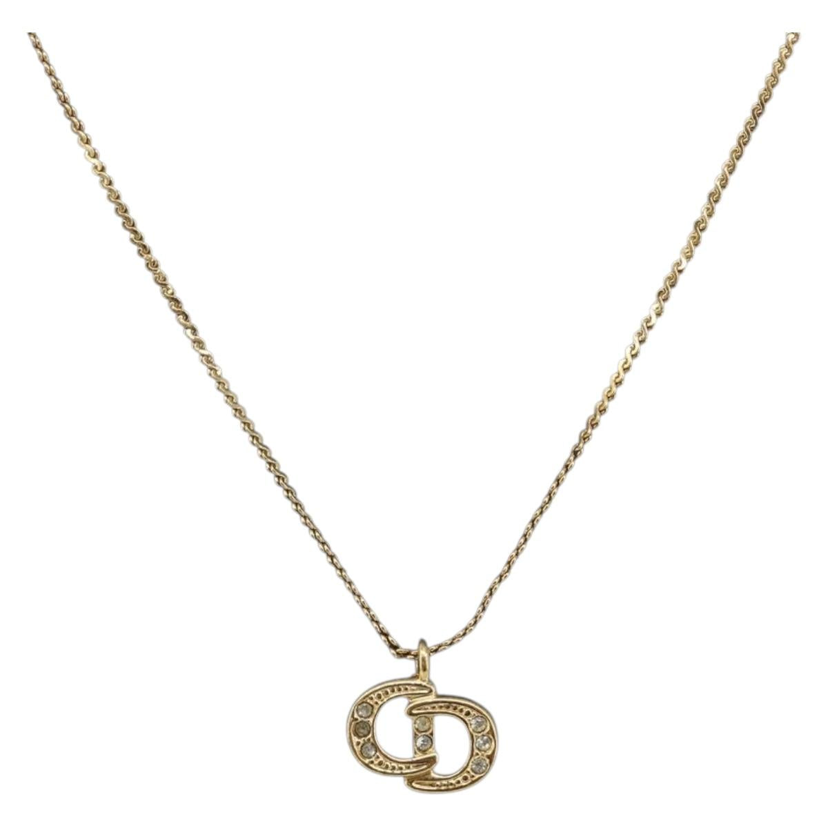 Christian Dior Necklace Metal Gold Tone Auth ti4057