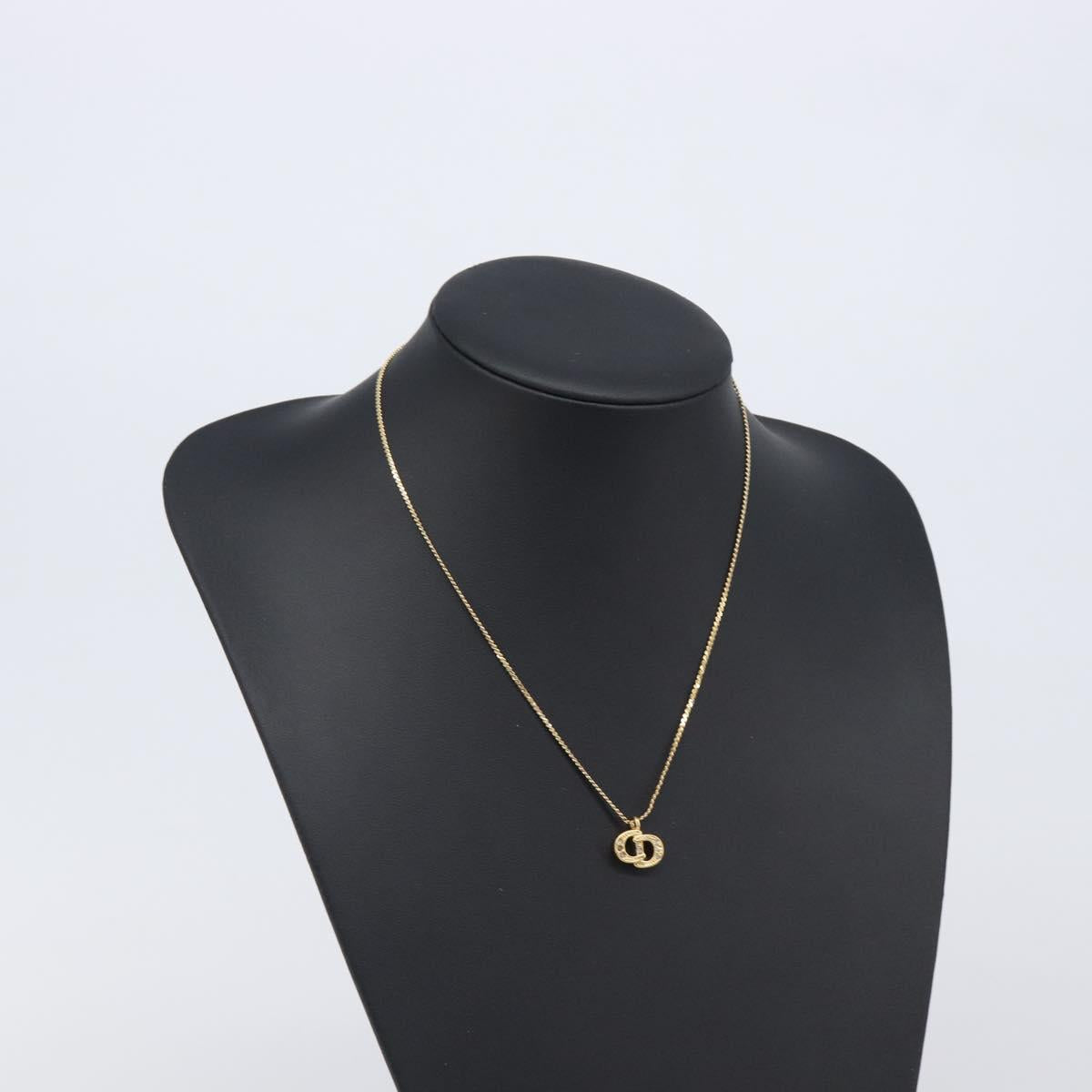 Christian Dior Necklace Metal Gold Tone Auth ti4057