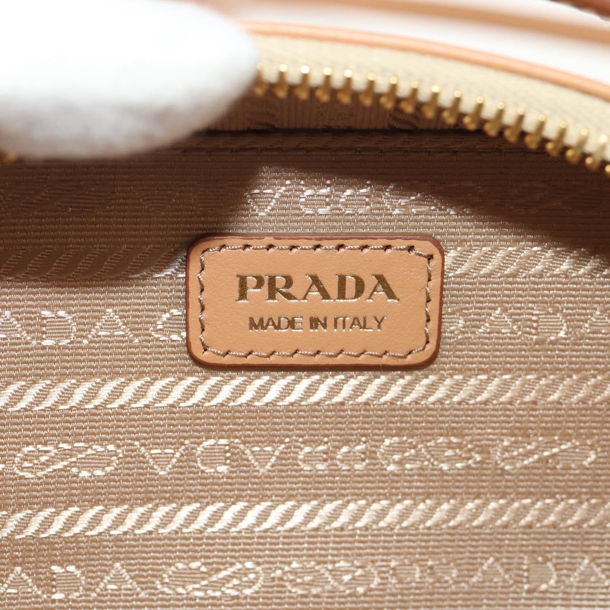 PRADA Shoulder Bag Raffia Leather 2way Beige Brown Auth TR154