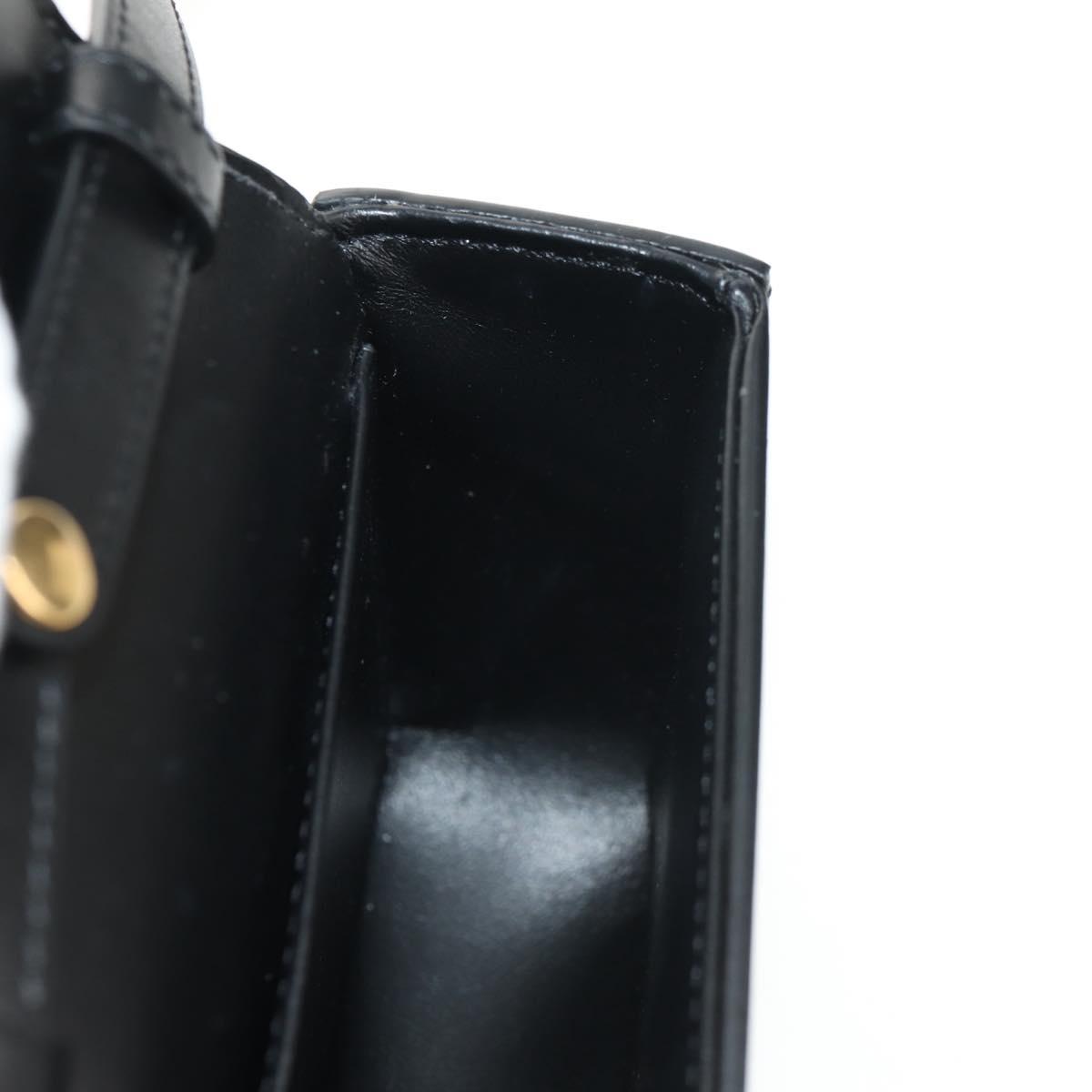 CELINE Mini Triomphe Shoulder Bag Leather Black Gold Auth TR156