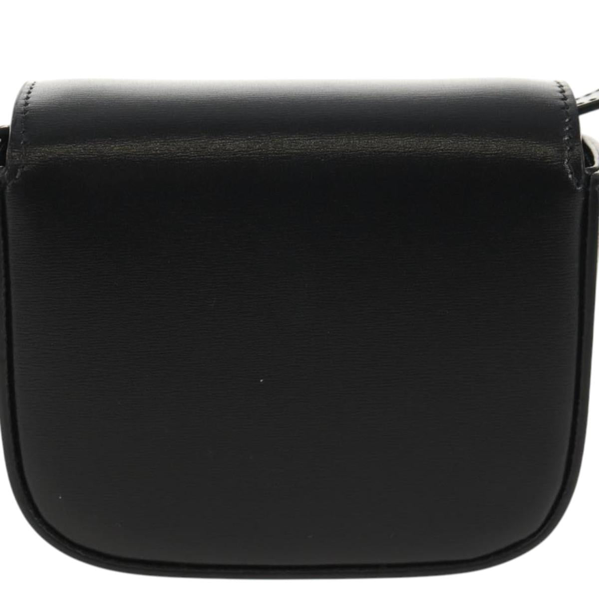 CELINE Mini Triomphe Shoulder Bag Leather Black Gold Auth TR156