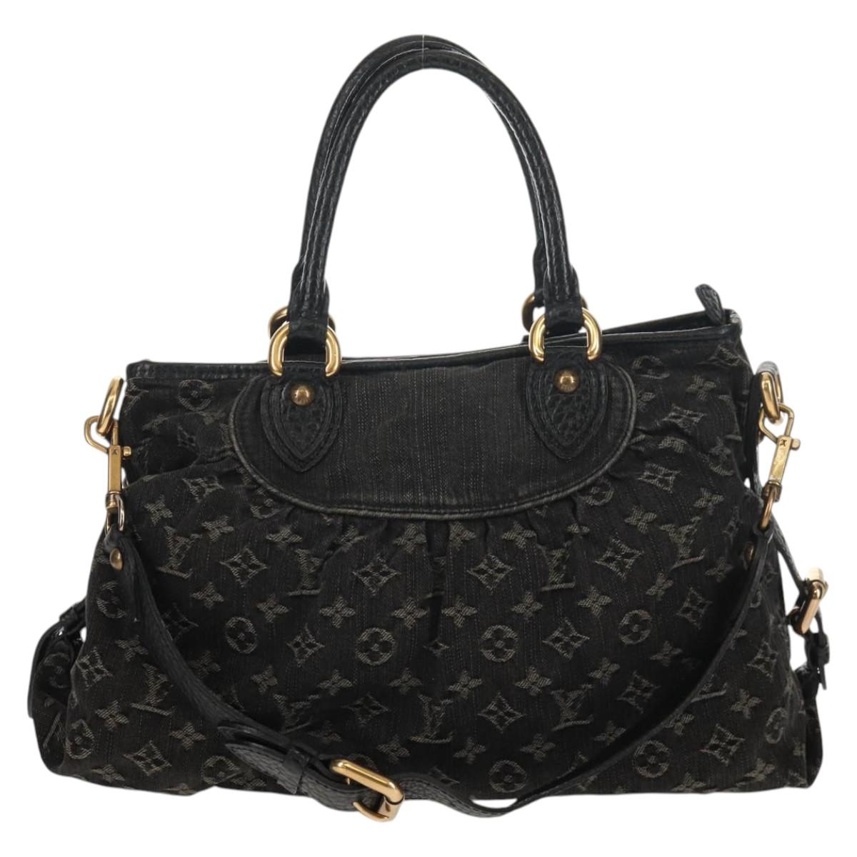 LOUIS VUITTON Monogram Denim Neo Cabby MM Bag 2way Black M95351 LV Auth TR157