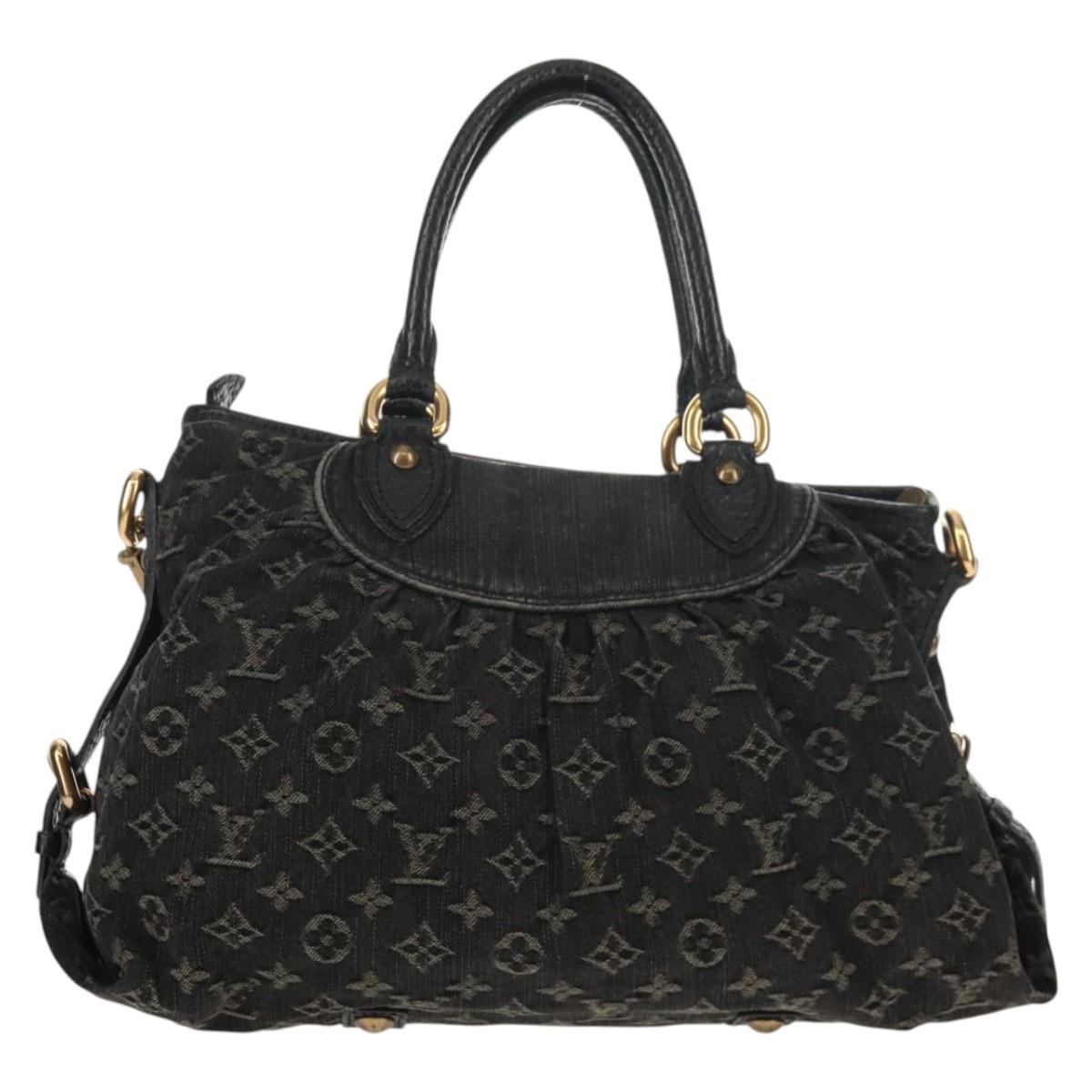 LOUIS VUITTON Monogram Denim Neo Cabby MM Bag 2way Black M95351 LV Auth TR157