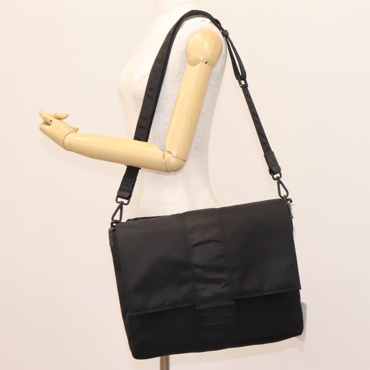 FENDI Shoulder Bag Nylon 2way Black Auth TR24
