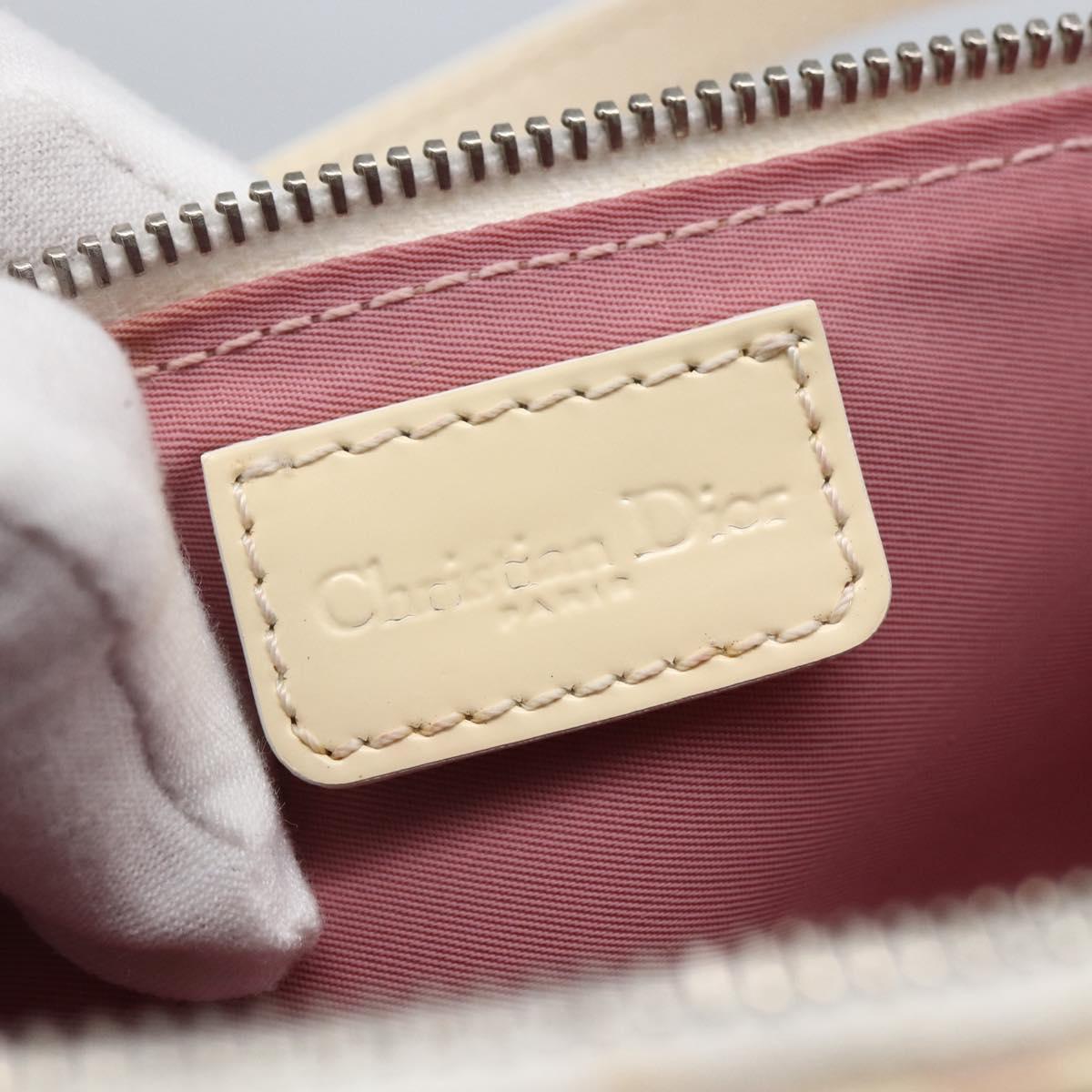 Christian Dior Trotter Canvas Saddle Pouch PVC Pink Silver Auth TR77