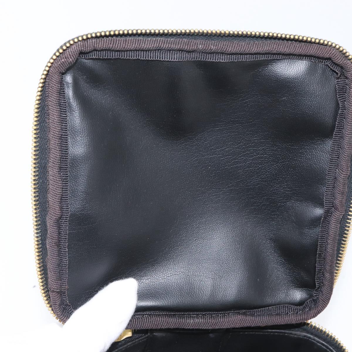 CHANEL Vanity Cosmetic Pouch Patent leather Black CC Auth yb378