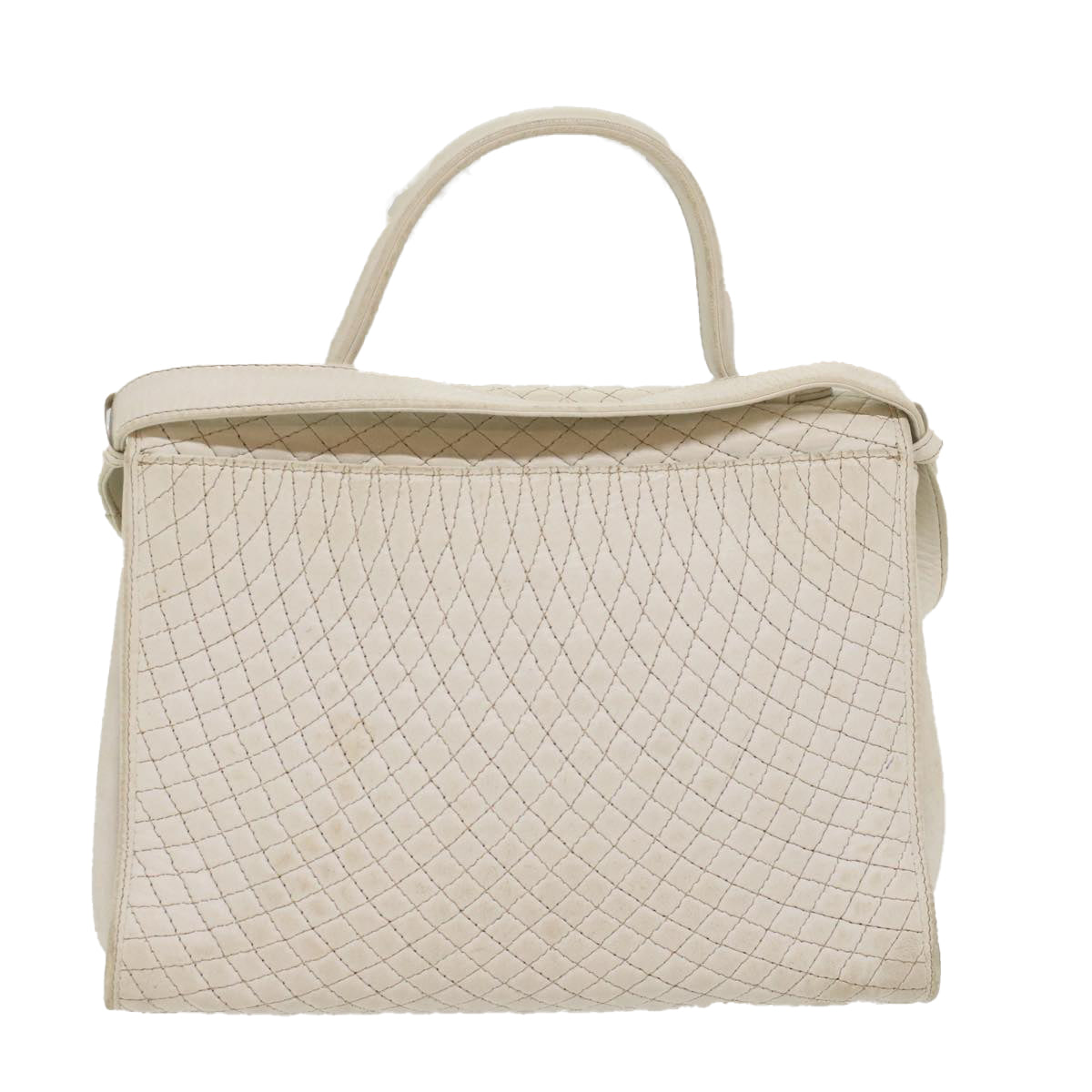 BALLY Quilted Hand Bag Leather 2way White Auth yb388