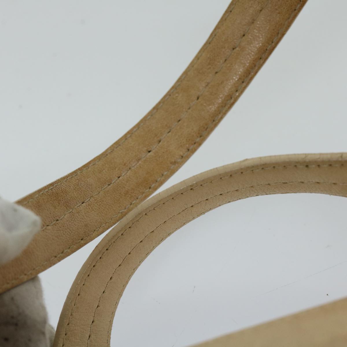 BALLY Hand Bag Leather Ivory Auth yb529