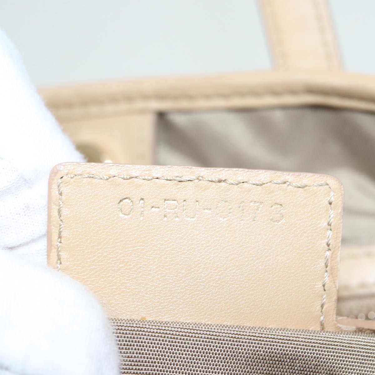 Christian Dior Lady Dior Canage Hand Bag Coated Canvas Cream Vanilla Auth yb647