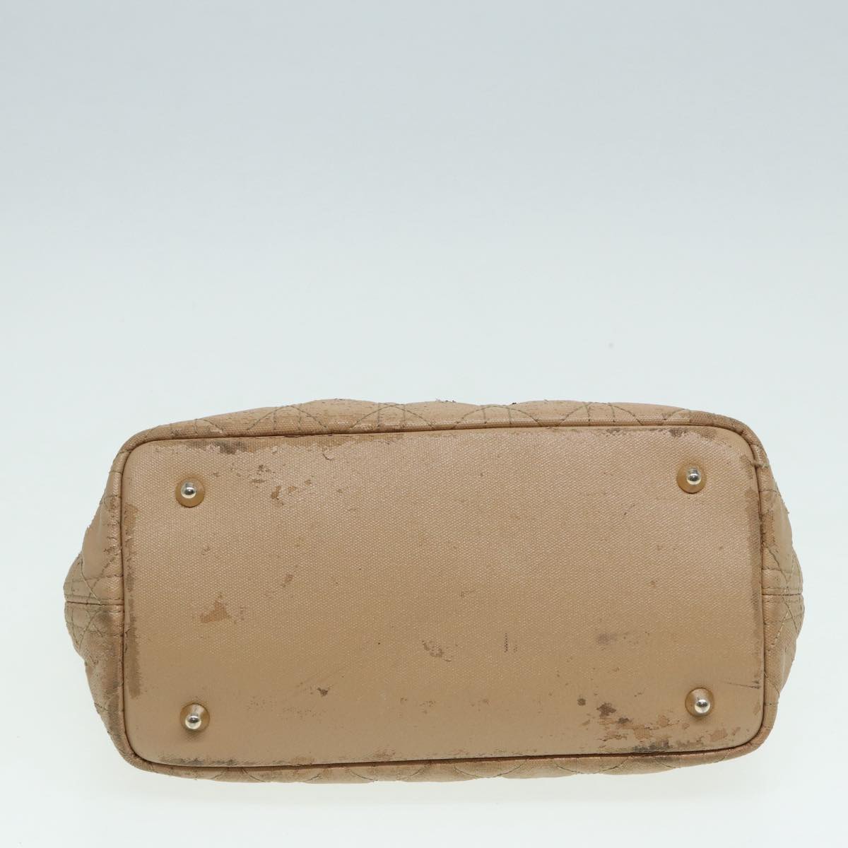 Christian Dior Lady Dior Canage Hand Bag Coated Canvas Cream Vanilla Auth yb647