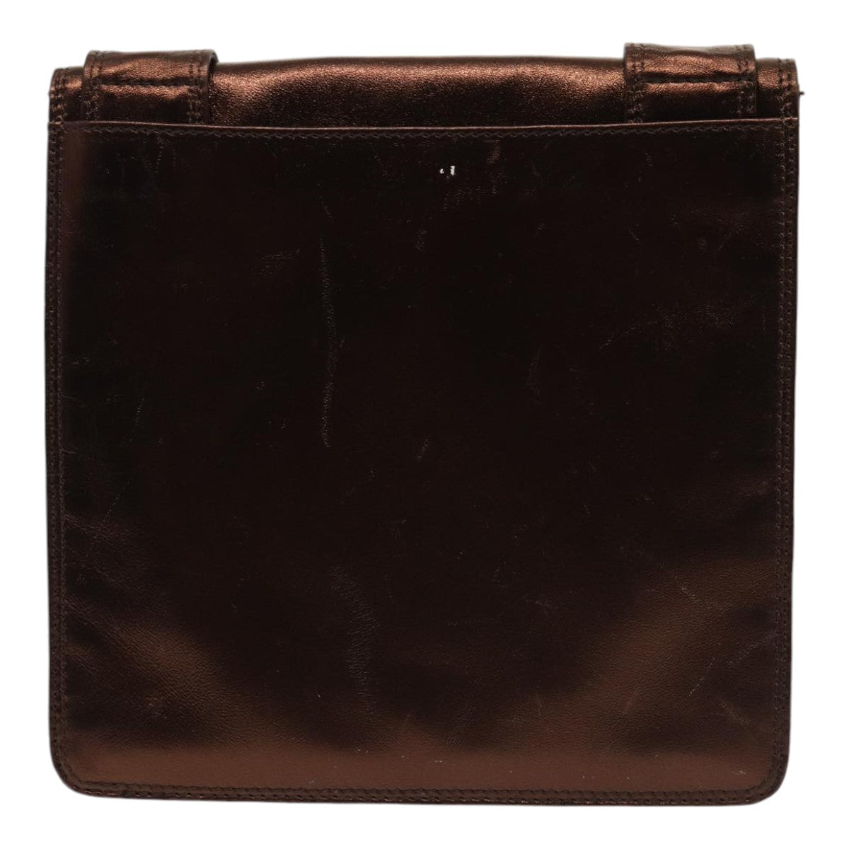 CHANEL Shoulder Bag Leather Bronze Gold CC Auth yb676