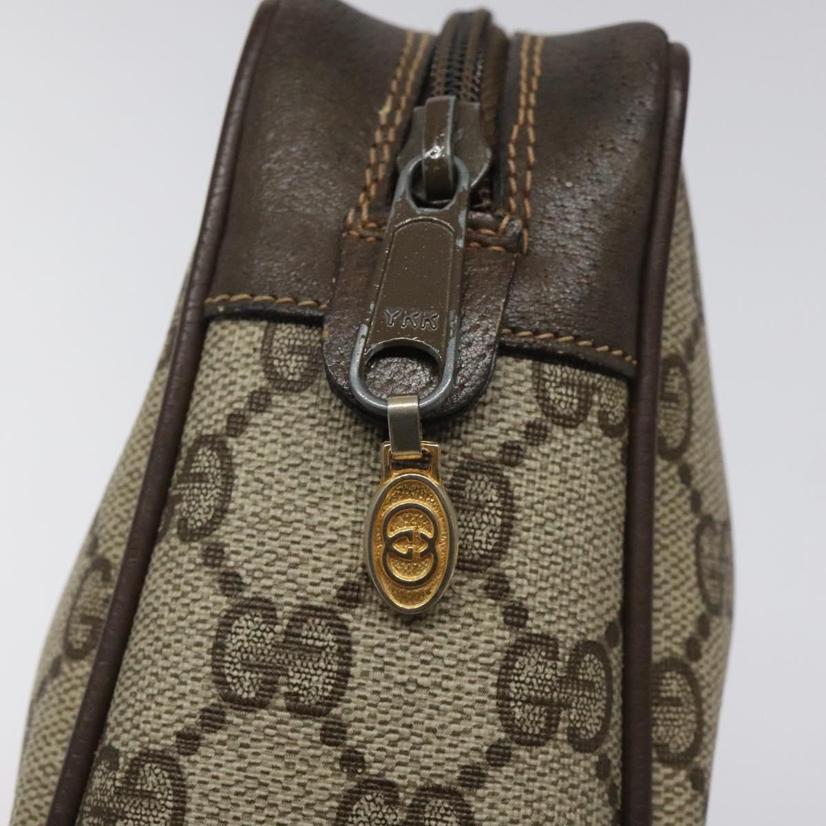 GUCCI GG Supreme Web Sherry Line Clutch Bag PVC Beige Green 56 01 012 Auth yb747