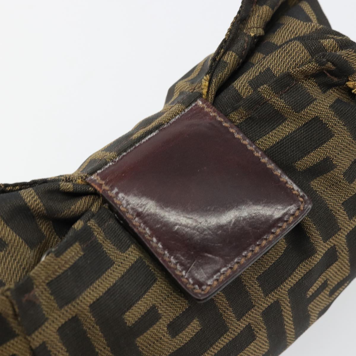 FENDI Zucca Canvas Pouch Brown Black Auth yb756