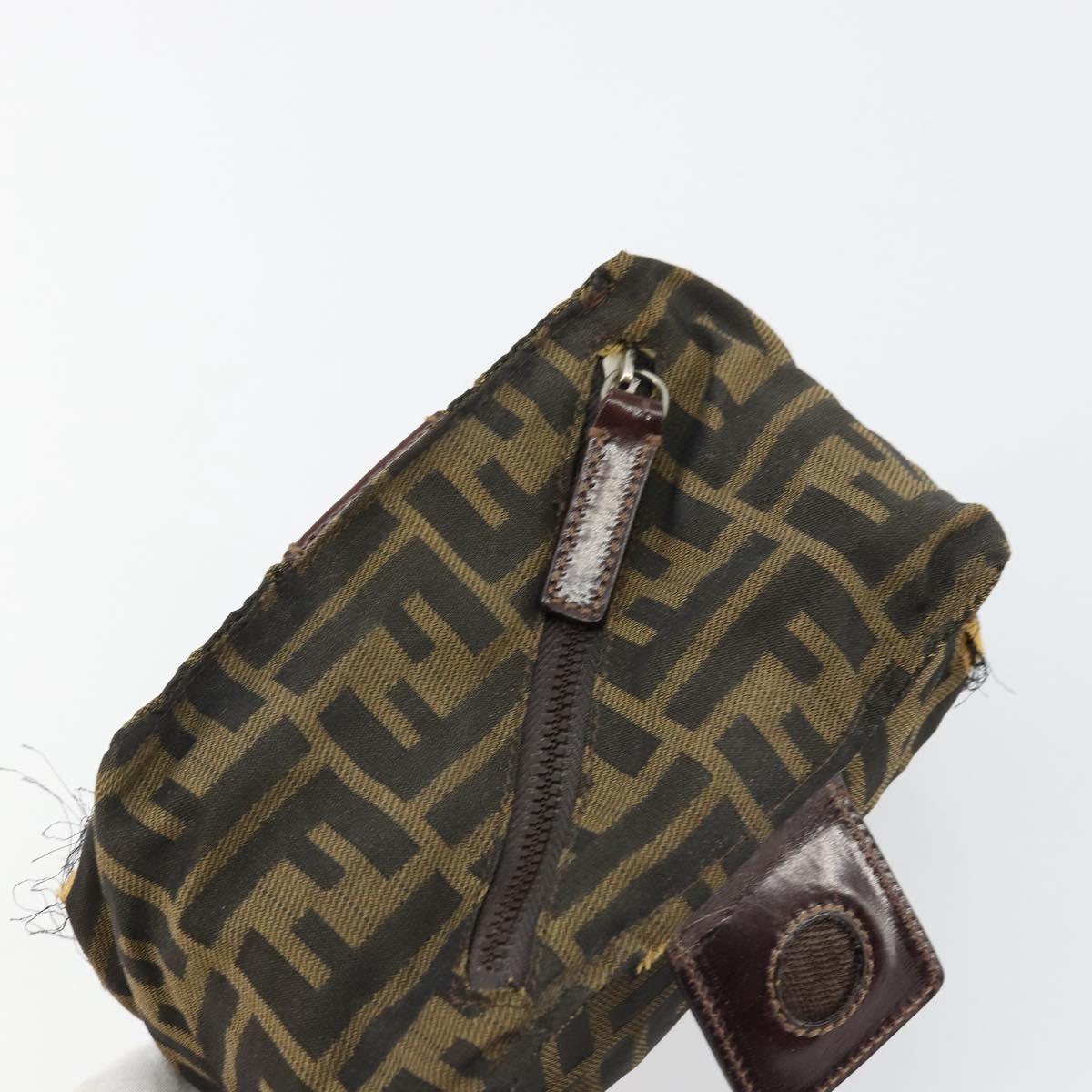 FENDI Zucca Canvas Pouch Brown Black Auth yb756