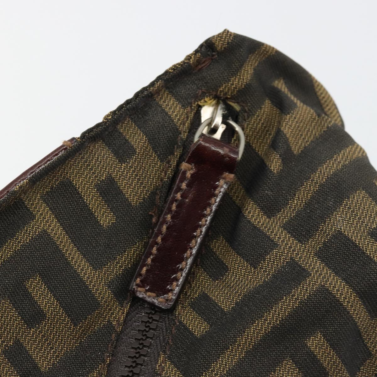 FENDI Zucca Canvas Pouch Brown Black Auth yb756