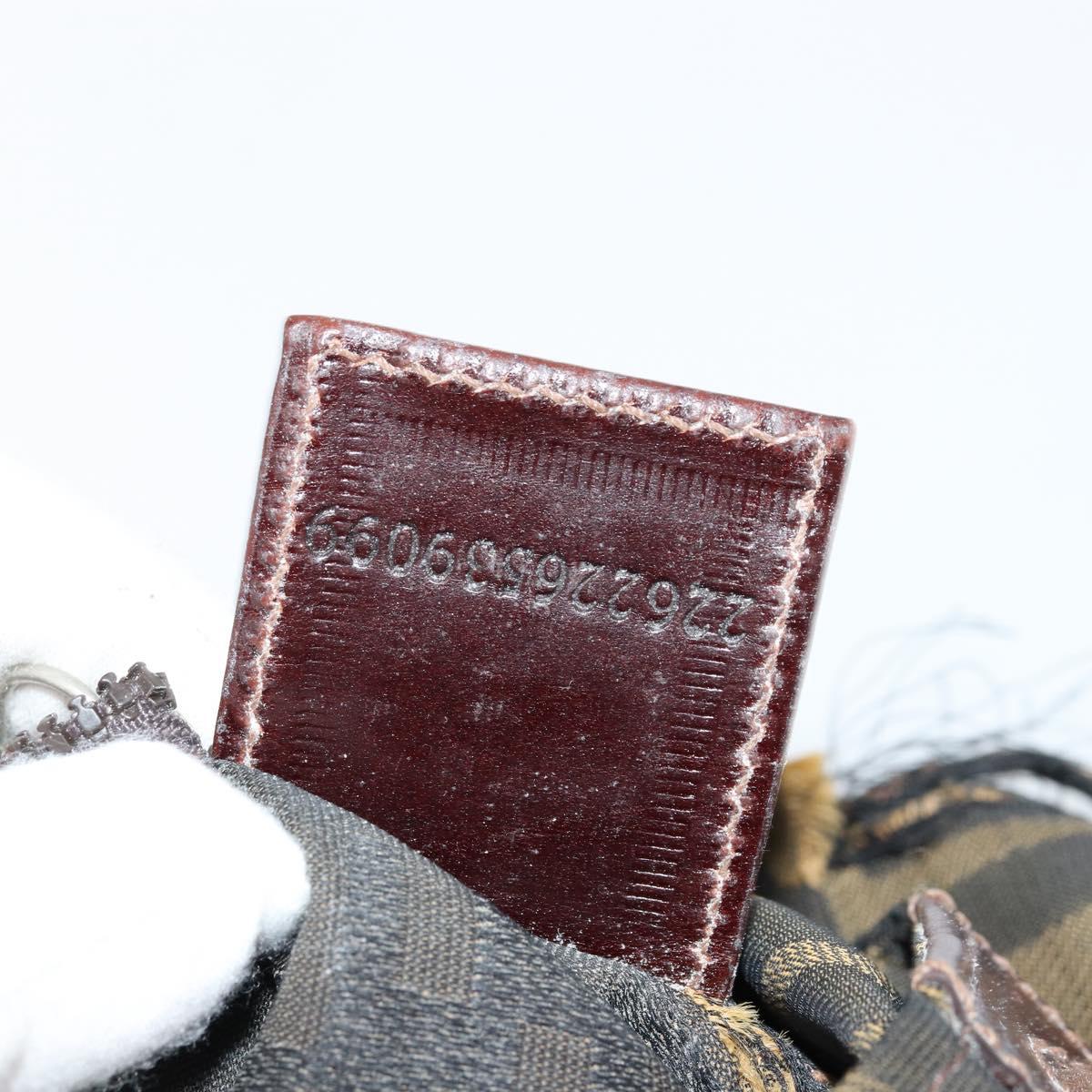 FENDI Zucca Canvas Pouch Brown Black Auth yb756