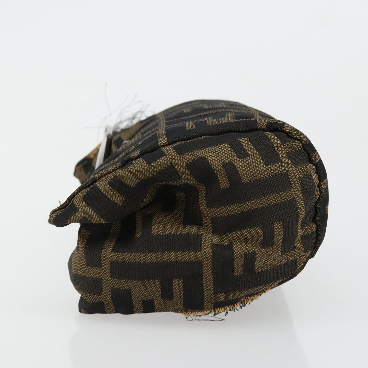 FENDI Zucca Canvas Pouch Brown Black Auth yb756