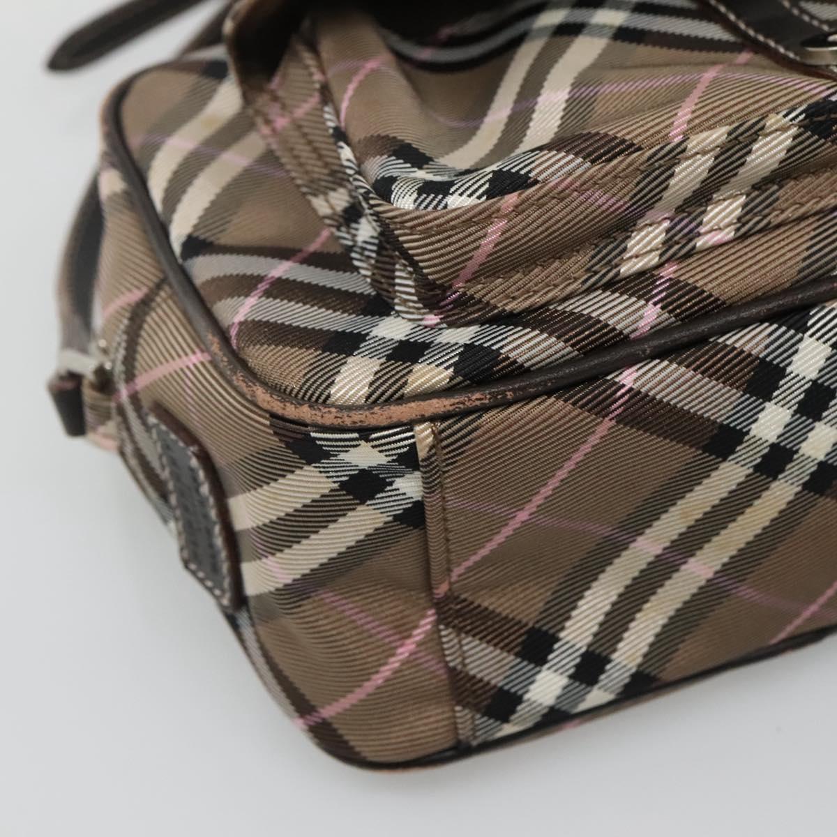 BURBERRY Nova Check Blue Label Shoulder Bag Canvas Brown Pink Auth yb788