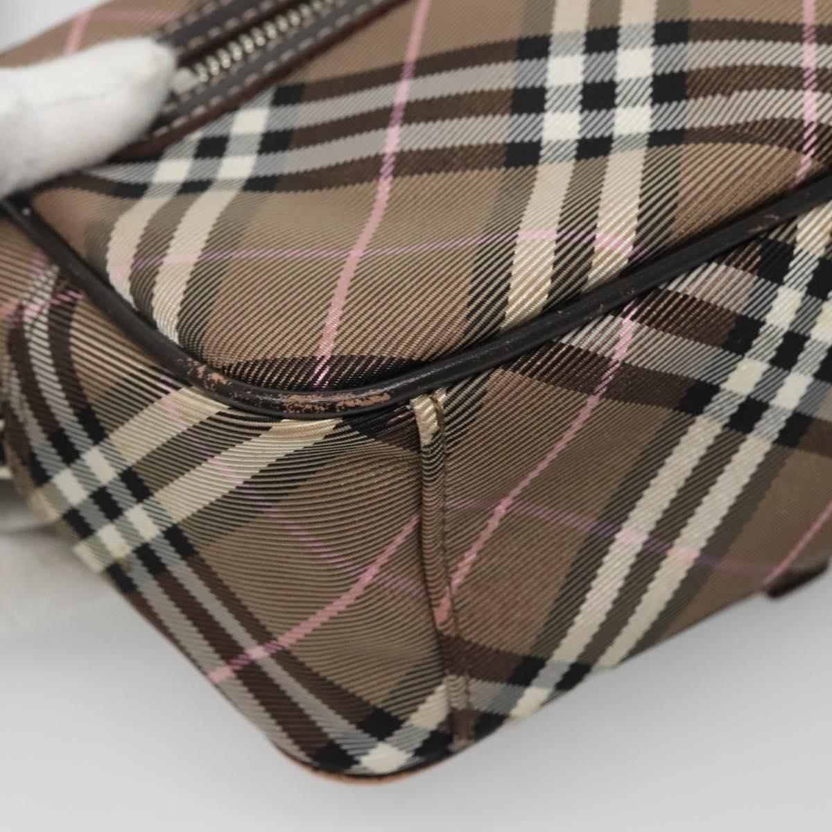 BURBERRY Nova Check Blue Label Shoulder Bag Canvas Brown Pink Auth yb788
