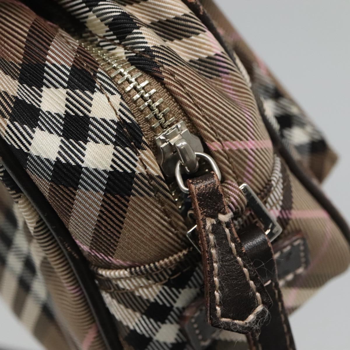 BURBERRY Nova Check Blue Label Shoulder Bag Canvas Brown Pink Auth yb788
