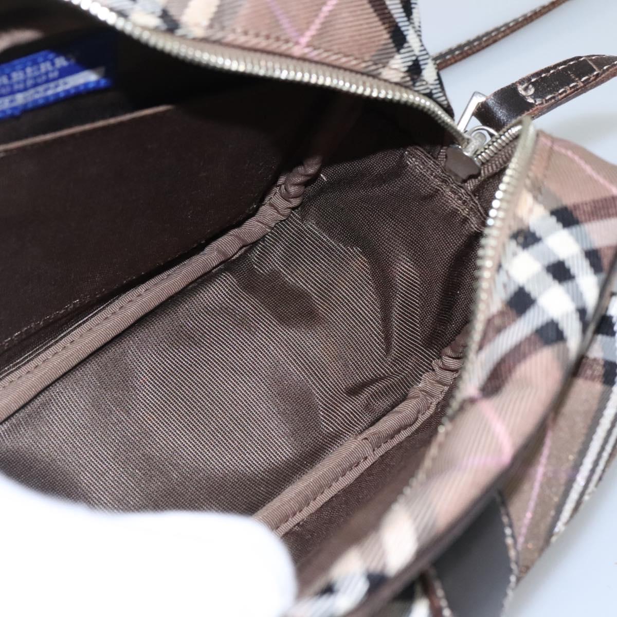 BURBERRY Nova Check Blue Label Shoulder Bag Canvas Brown Pink Auth yb788
