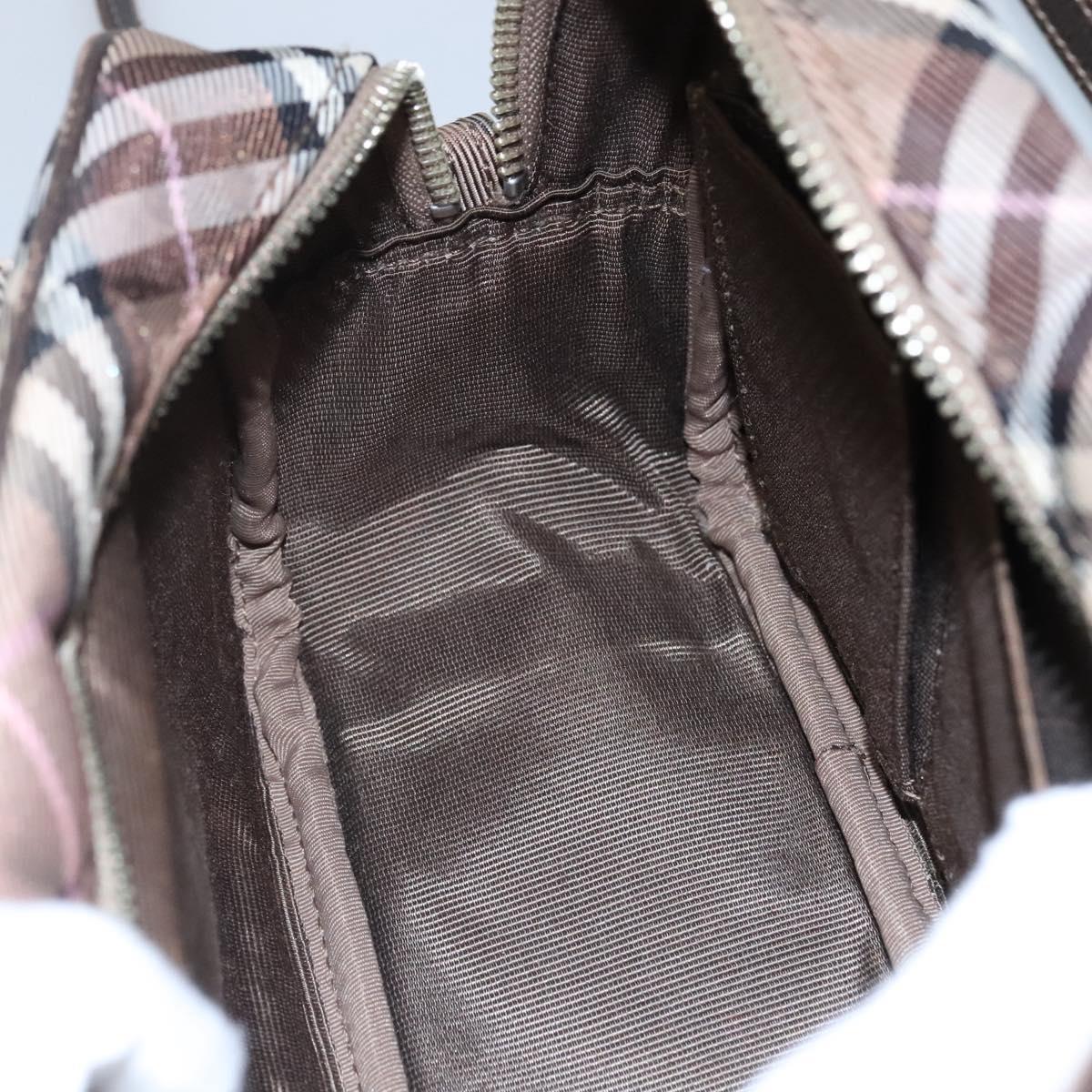 BURBERRY Nova Check Blue Label Shoulder Bag Canvas Brown Pink Auth yb788