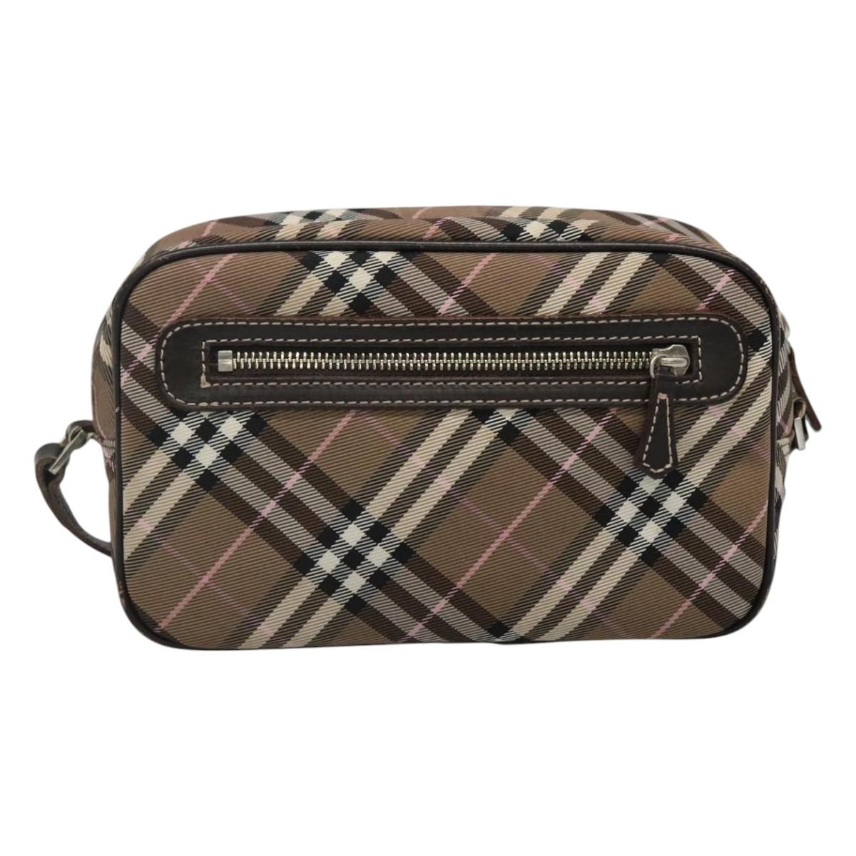 BURBERRY Nova Check Blue Label Shoulder Bag Canvas Brown Pink Auth yb788