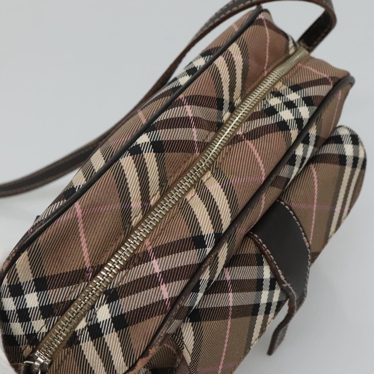 BURBERRY Nova Check Blue Label Shoulder Bag Canvas Brown Pink Auth yb788