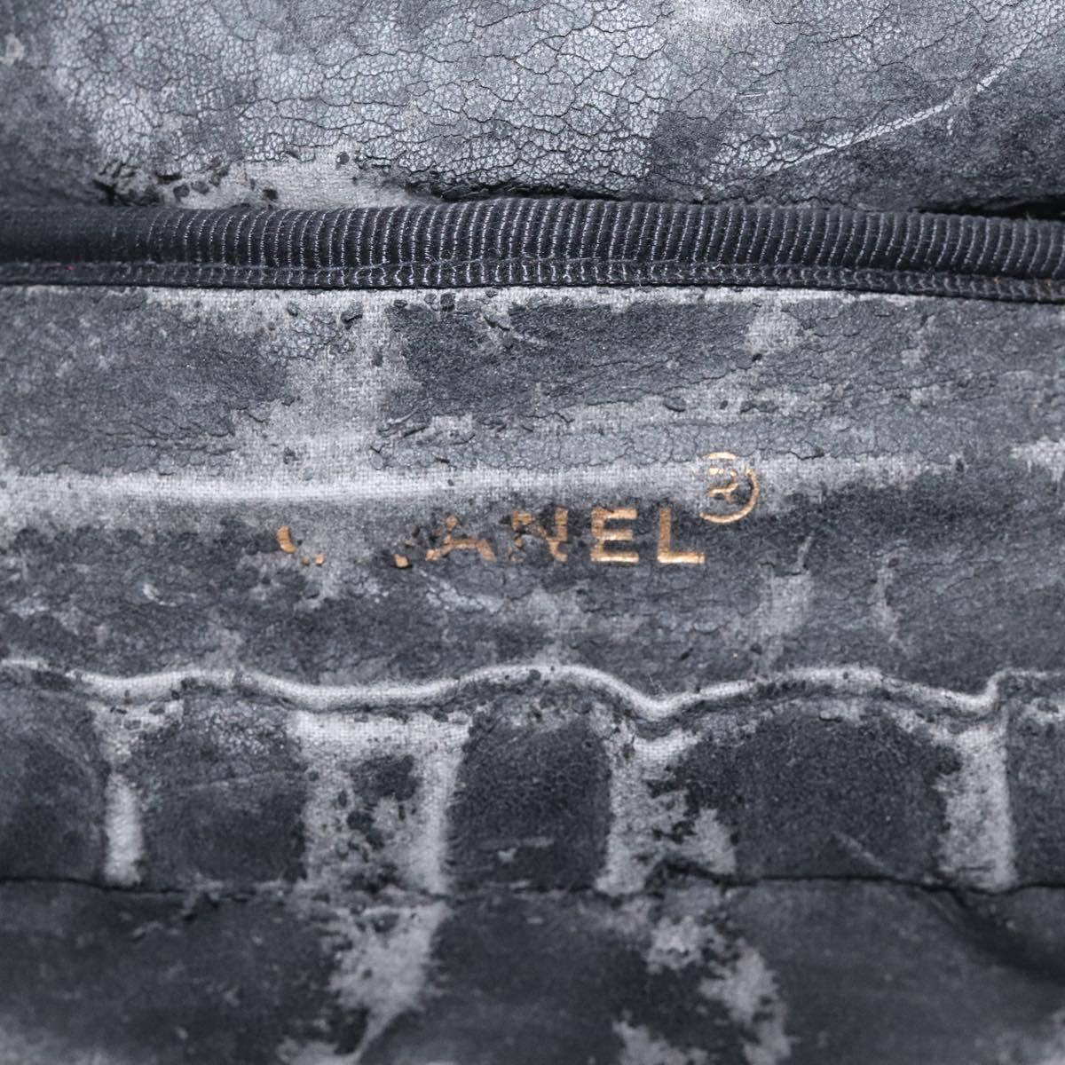 CHANEL Bicolore Vanity Hand Bag Caviar Skin Black CC Auth yb789