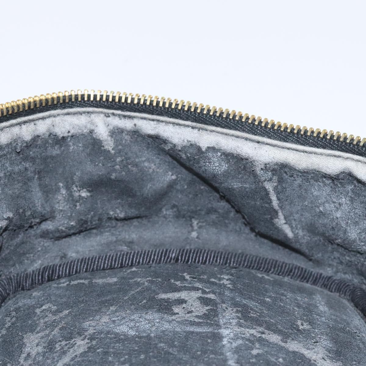 CHANEL Bicolore Vanity Hand Bag Caviar Skin Black CC Auth yb789