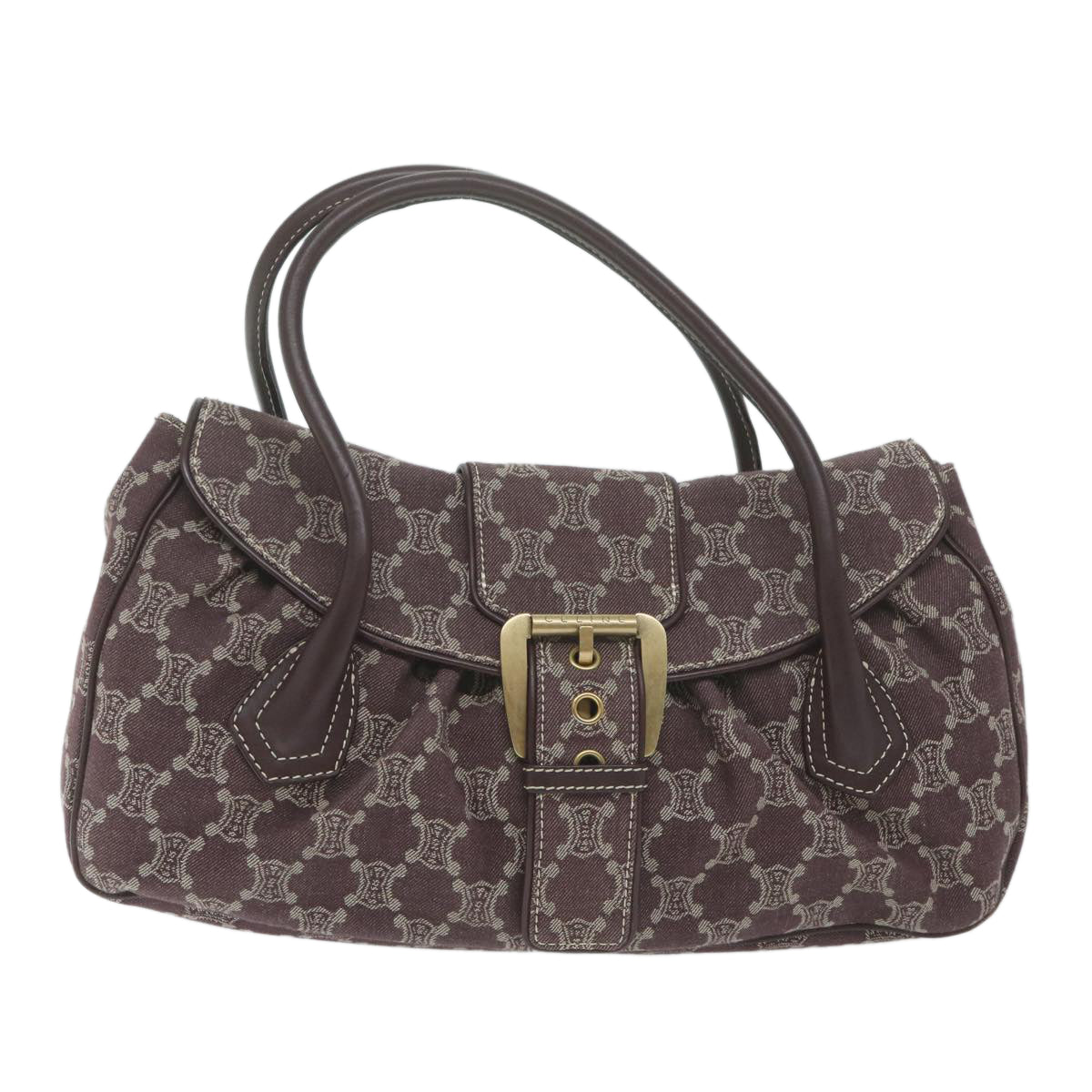 CELINE Paris Macadam Canvas Hand Bag Brown Auth yk10161