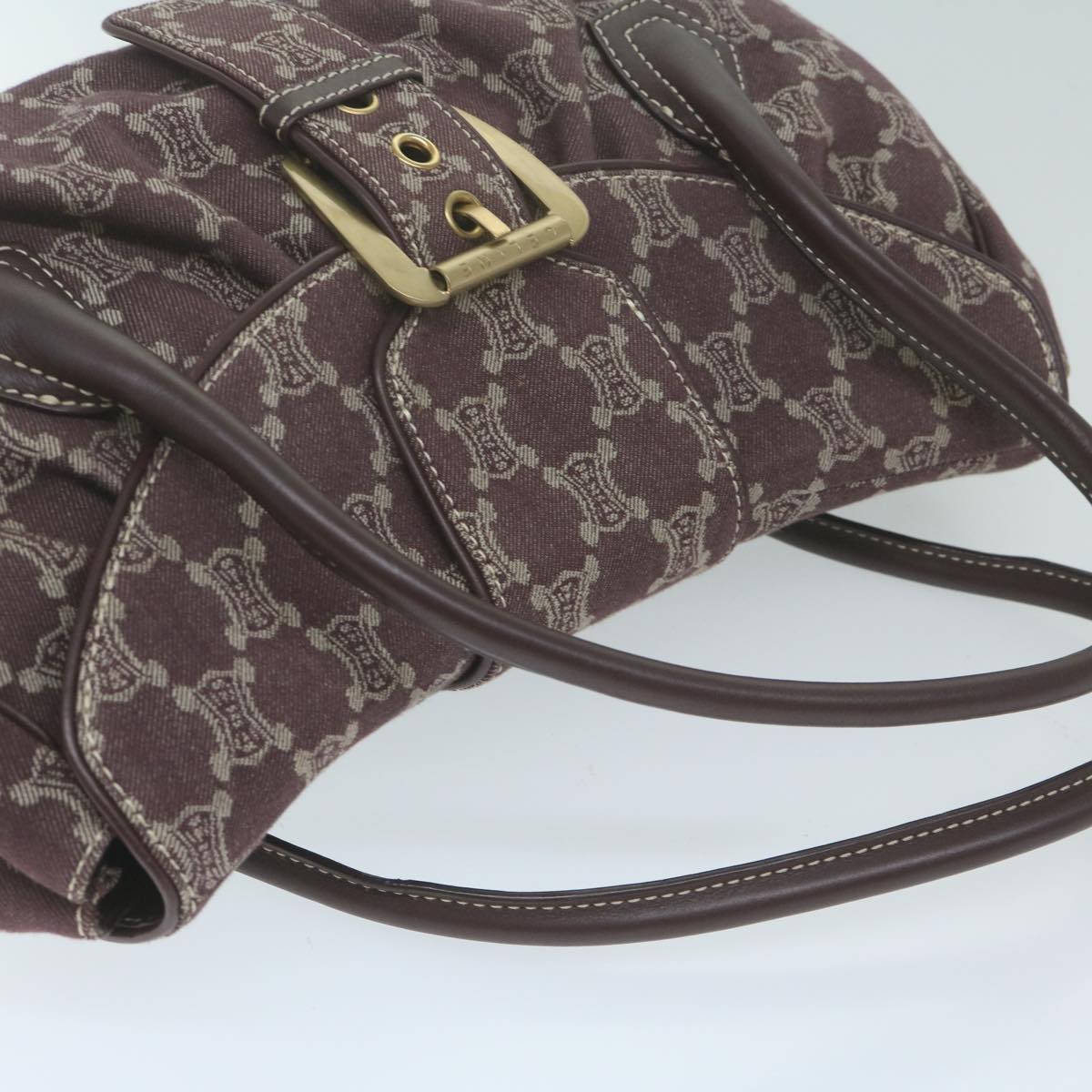 CELINE Paris Macadam Canvas Hand Bag Brown Auth yk10161