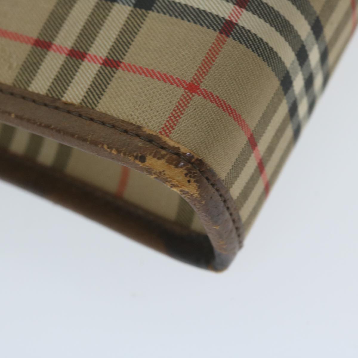 Burberrys Nova Check Clutch Bag Nylon Canvas Beige Auth yk10180