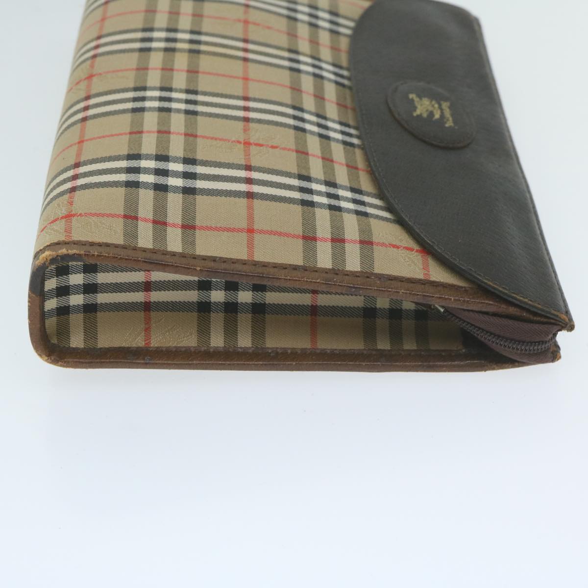 Burberrys Nova Check Clutch Bag Nylon Canvas Beige Auth yk10180