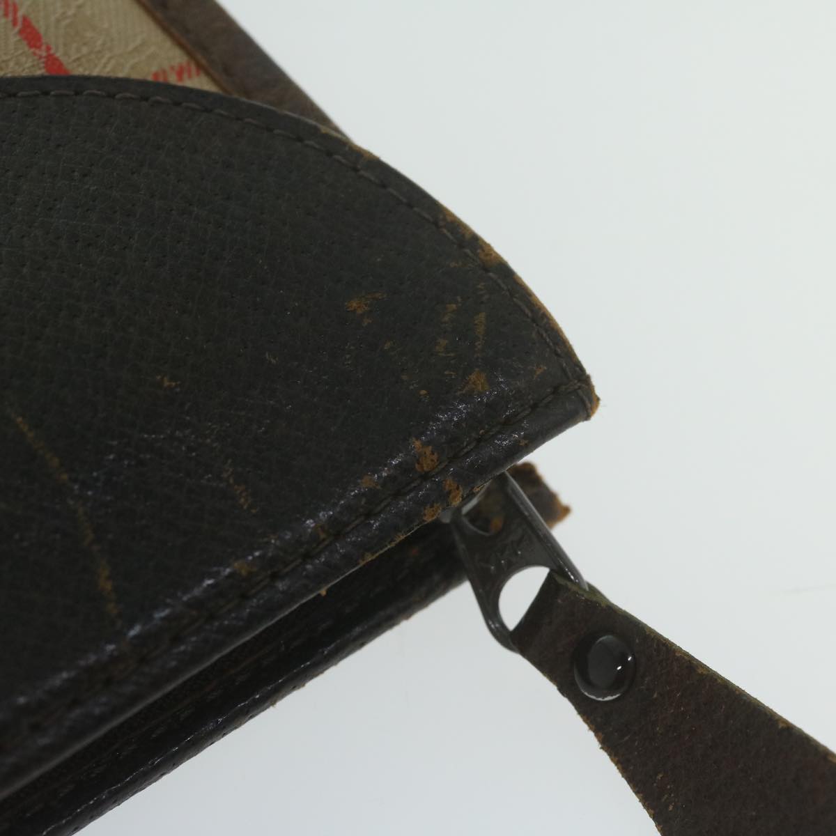 Burberrys Nova Check Clutch Bag Nylon Canvas Beige Auth yk10180
