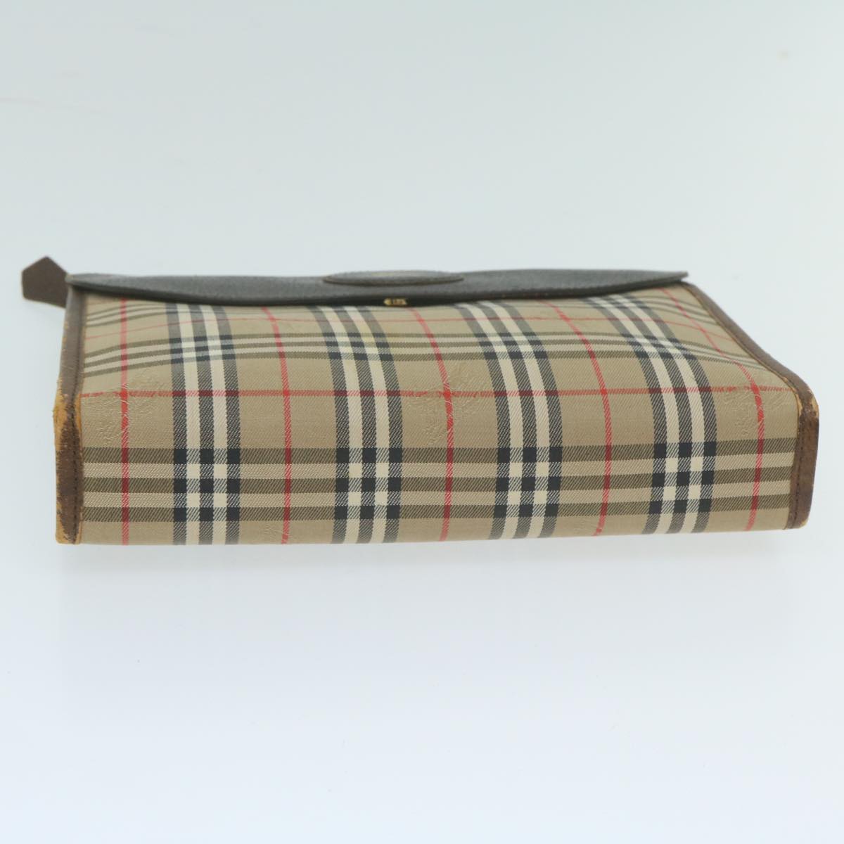 Burberrys Nova Check Clutch Bag Nylon Canvas Beige Auth yk10180