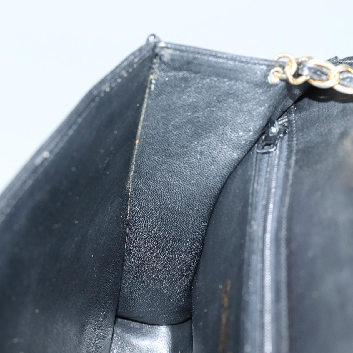 CHANEL Matelasse Chain Shoulder Bag Lamb Skin Black CC Auth yk10363