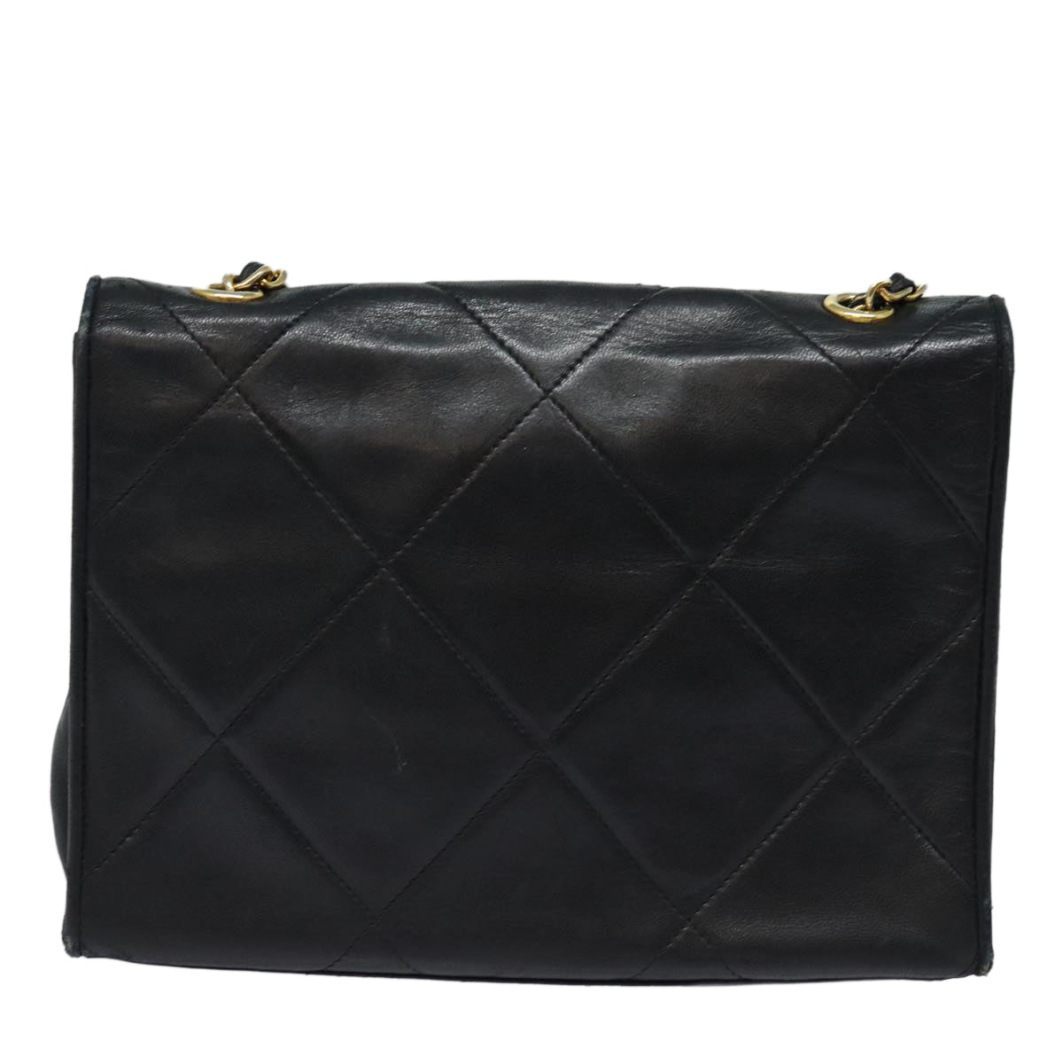 CHANEL Matelasse Chain Shoulder Bag Lamb Skin Black CC Auth yk10363