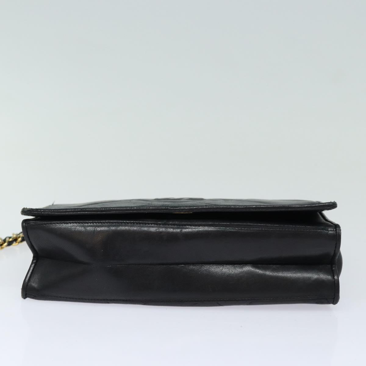 CHANEL Matelasse Chain Shoulder Bag Lamb Skin Black CC Auth yk10363