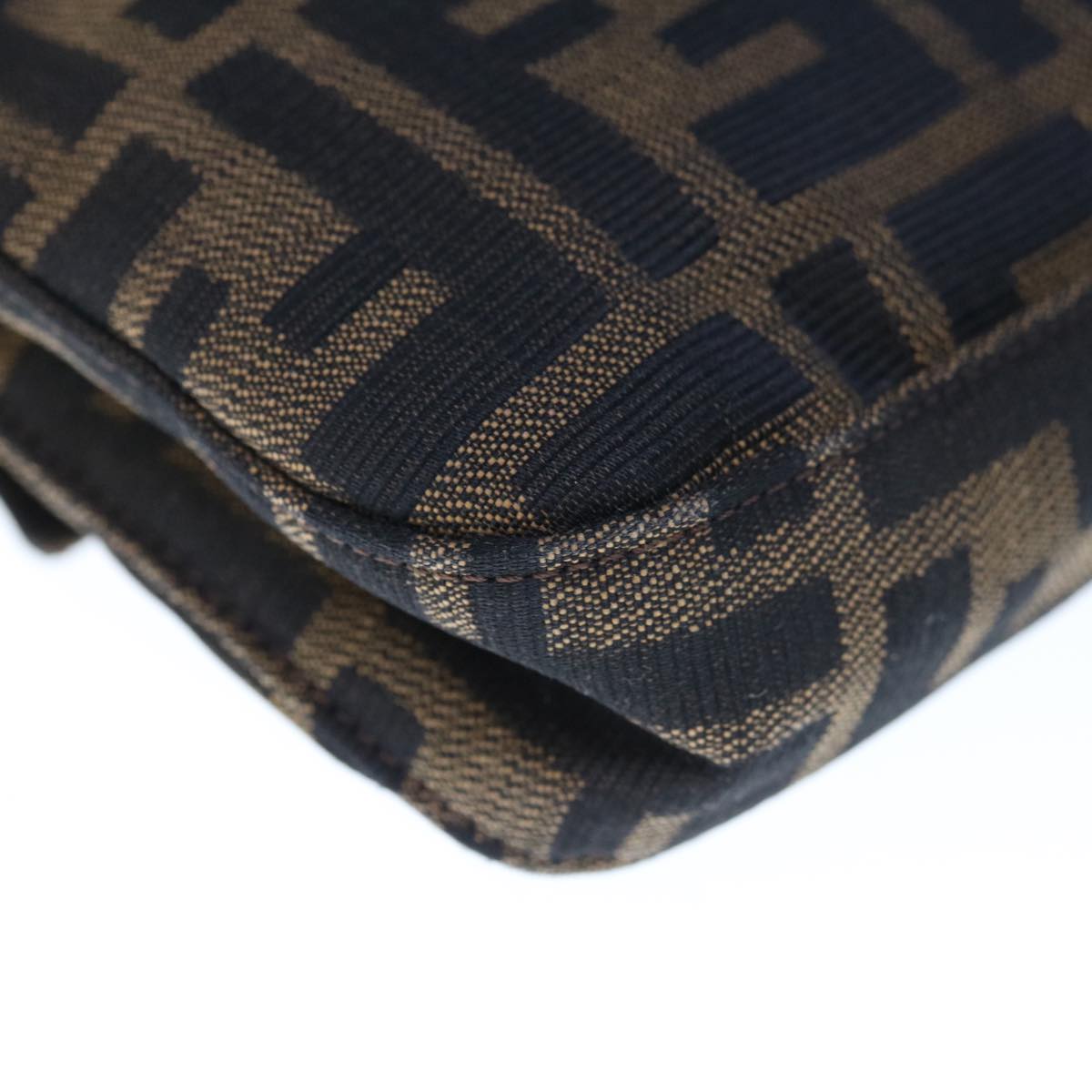 FENDI Zucca Canvas Mamma Baguette Shoulder Bag Brown Black Auth yk10477
