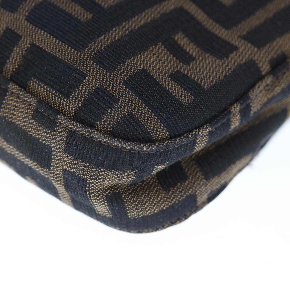 FENDI Zucca Canvas Mamma Baguette Shoulder Bag Brown Black Auth yk10477