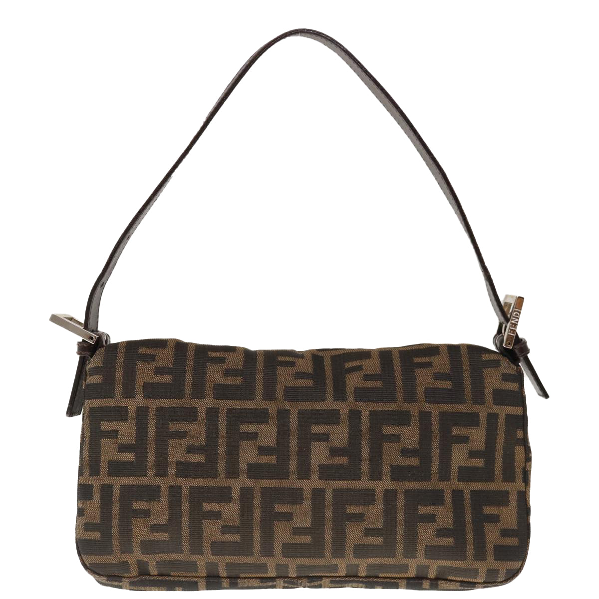 FENDI Zucca Canvas Mamma Baguette Shoulder Bag Brown Black Auth yk10477