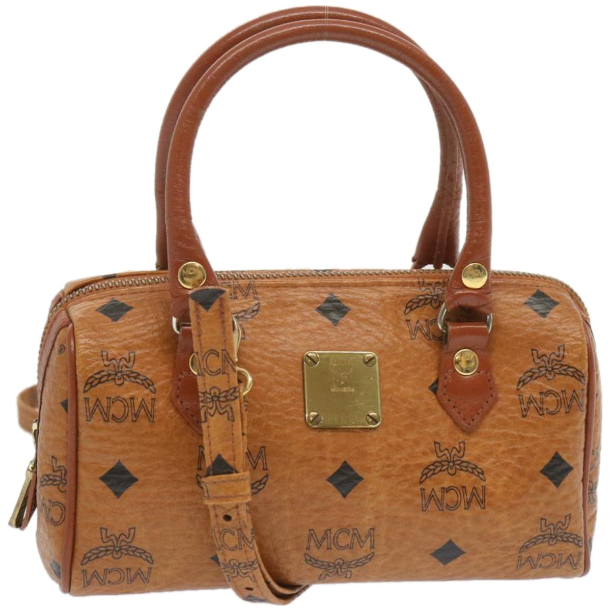 MCM Vicetos Logogram Hand Bag PVC Leather 2way Brown Auth yk10746
