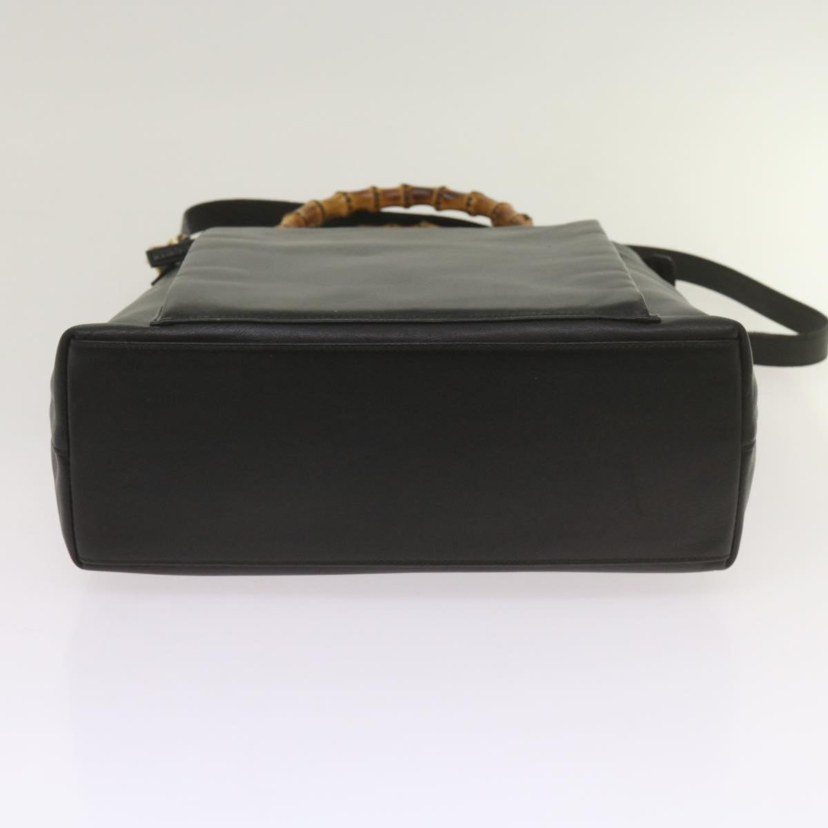 GUCCI Bamboo Hand Bag Leather 2way Black 002 1956 0506 Auth yk10898