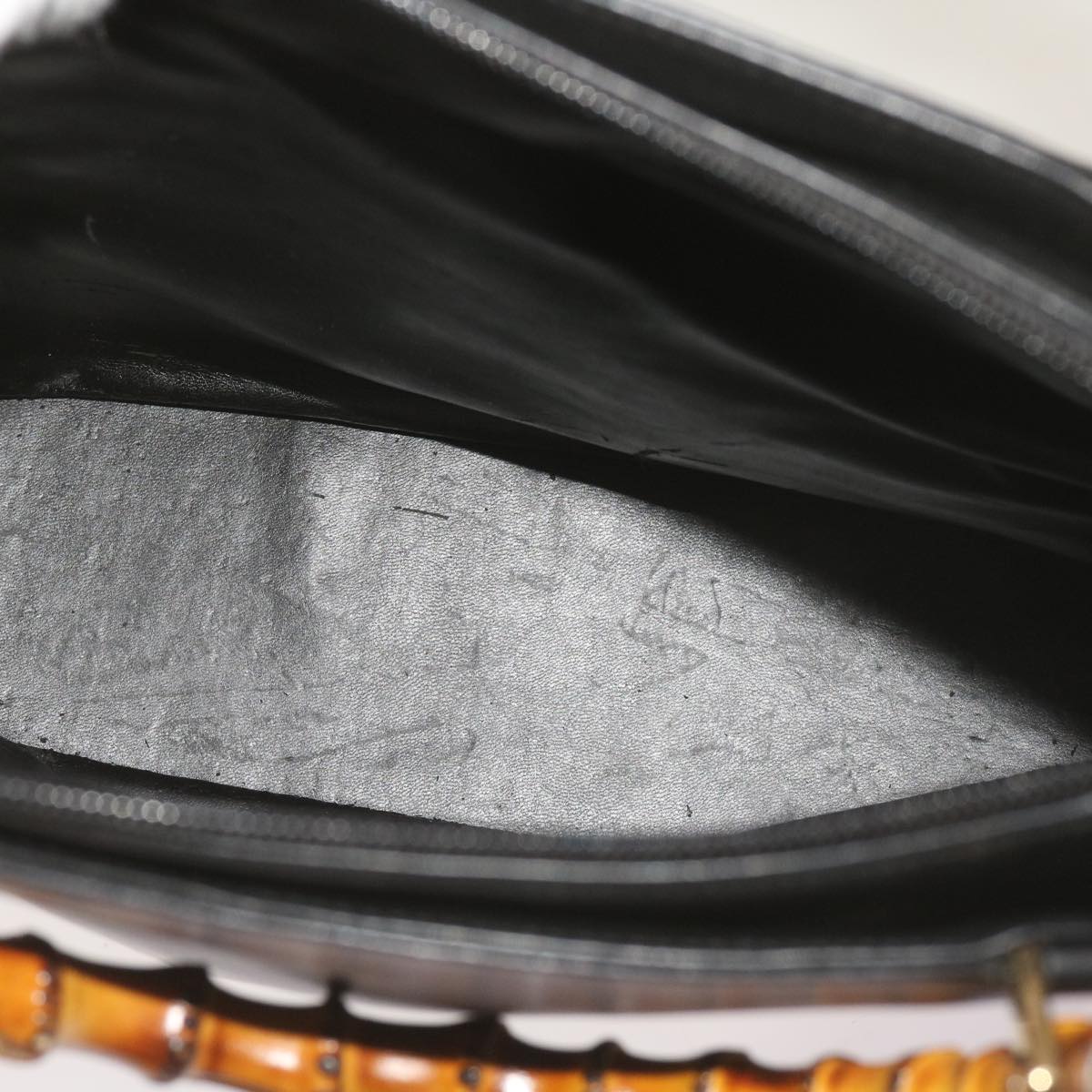 GUCCI Bamboo Hand Bag Leather 2way Black 002 1956 0506 Auth yk10898