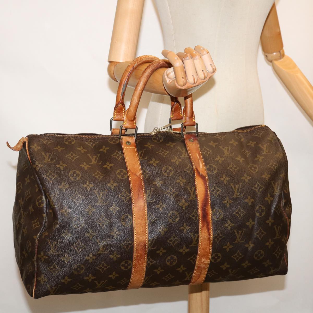 LOUIS VUITTON Monogram Keepall 45 Boston Bag M41428 LV Auth yk11007
