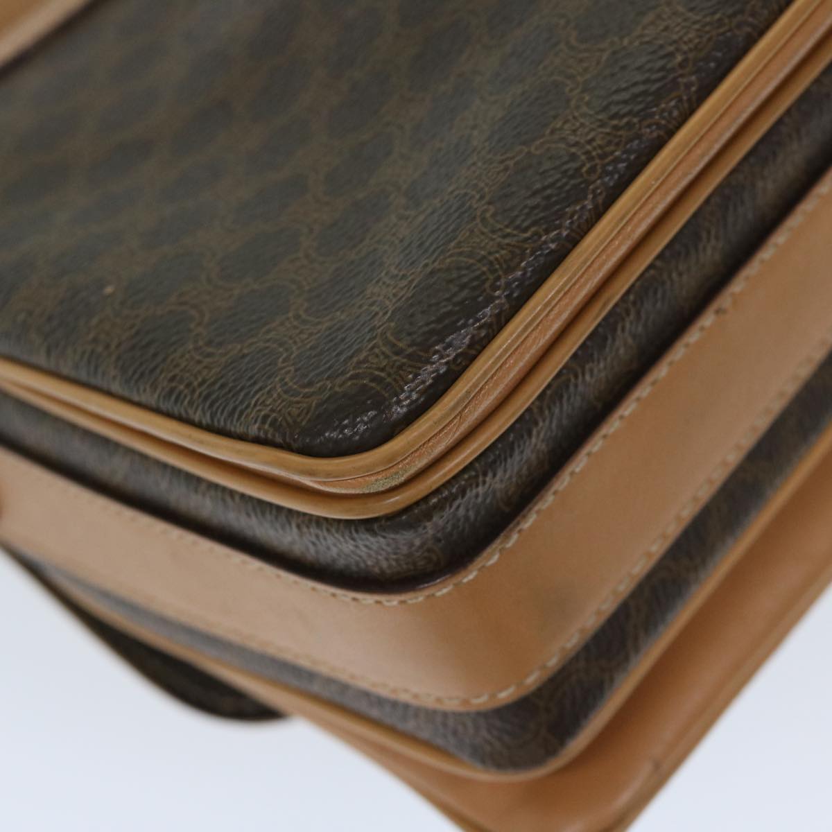 CELINE Macadam Canvas Shoulder Bag PVC Leather Brown Auth yk11104