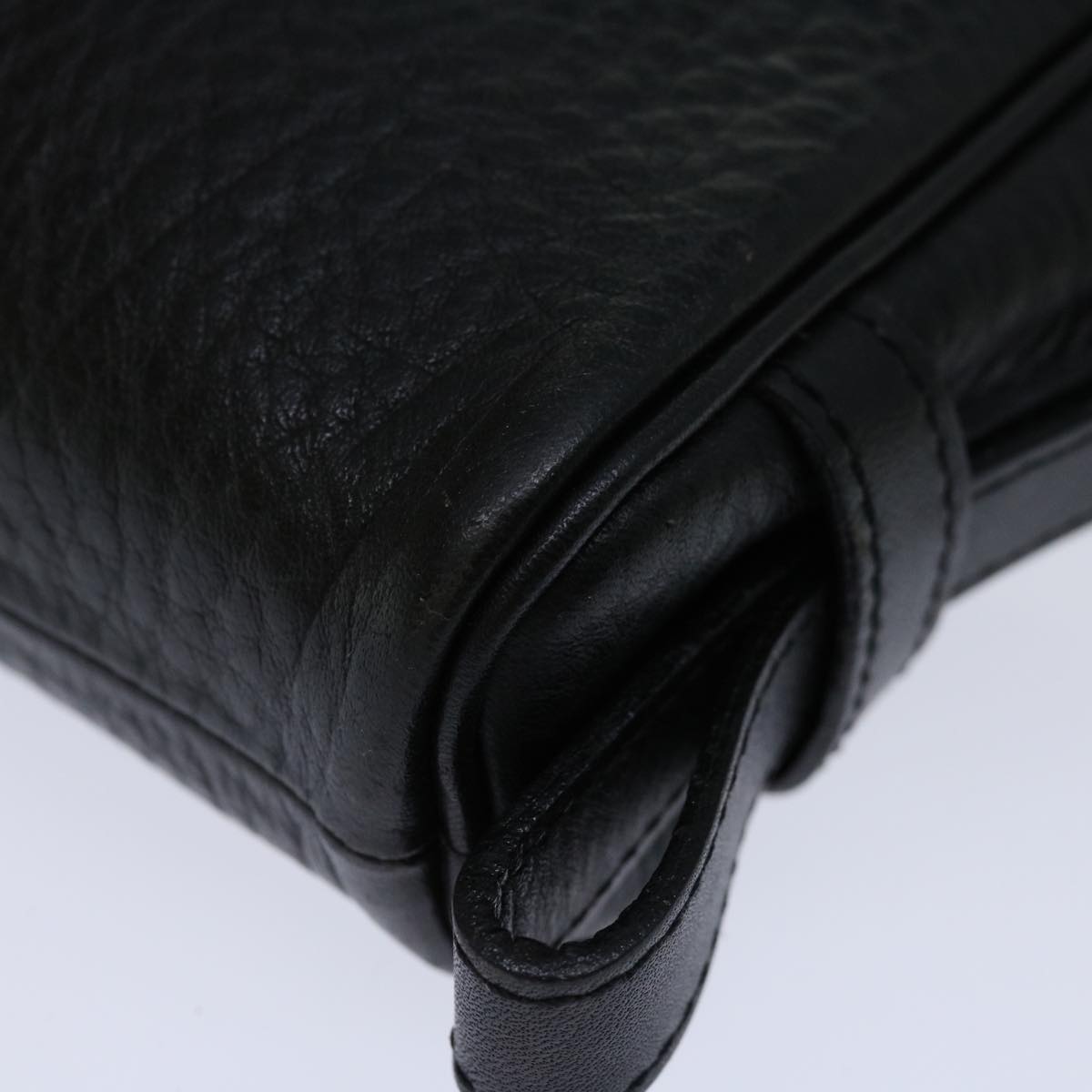 Burberrys Clutch Bag Leather Black Auth yk11126