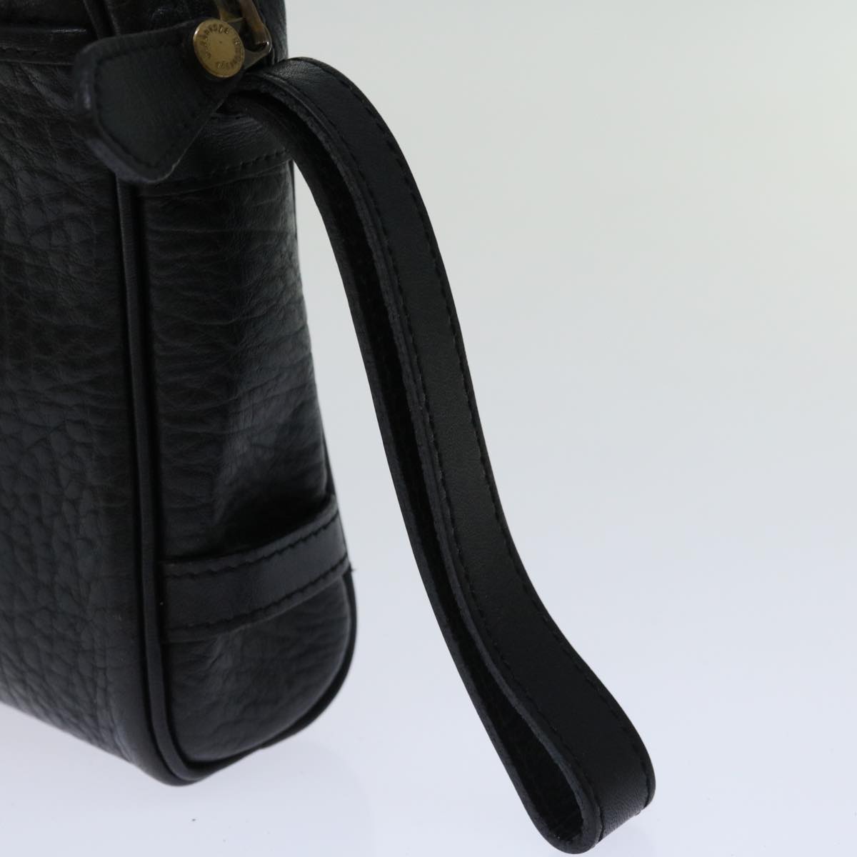 Burberrys Clutch Bag Leather Black Auth yk11126